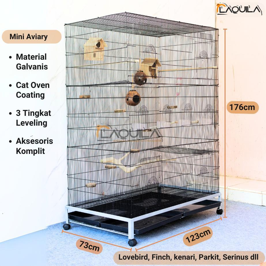Kandang Galvanis Sangkar Burung Koloni Mini Aviary 3 Tingkat ready Full Aksesoris love bird parkit m