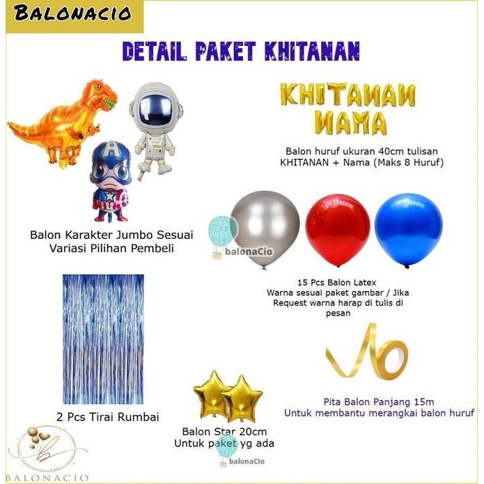 PAKET DEKORASI KHITANAN BALON KARAKTER DAN NAMA