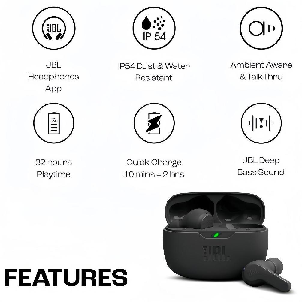 TERBARU [ ORIGINAL 100%]  JBL WAVE 200TWS TRUE WIRELESS EARBUDS/BLUETOOTH EARBUDS EARPHONE IN-EAR