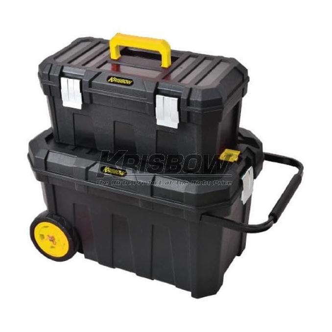 KOTAK PERKAKAS ROLLER TOOL BOX 2IN1 BLACK AND YELLOW KRISBOW 10207949 ORIGINAL DAN TERPERCAYA