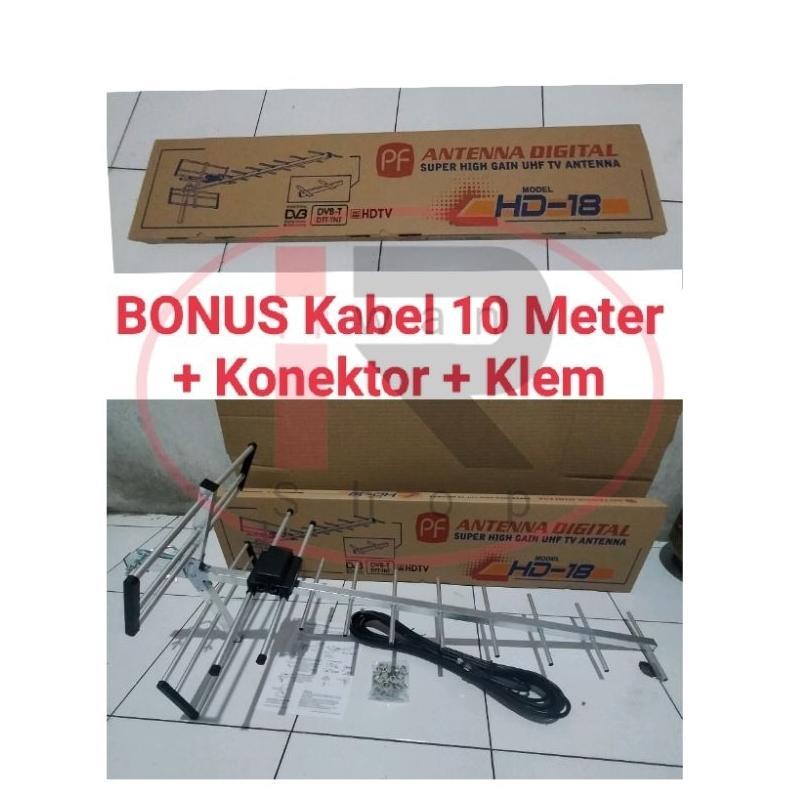 Antena TV Digital PF HD 18 + Kabel 10 Meter / Antena UHF TV Digital PF HD-18