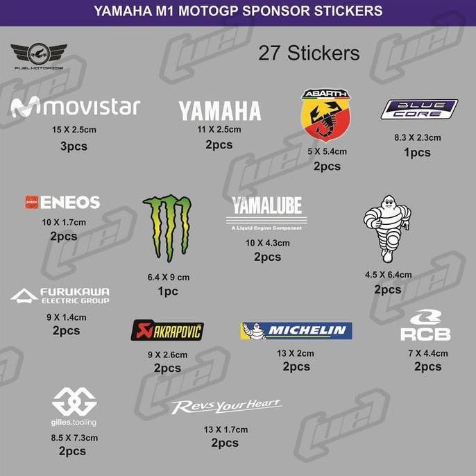 Sticker/Stiker Sponsor Yamaha Motogp R25 R15 R1 R6 M1