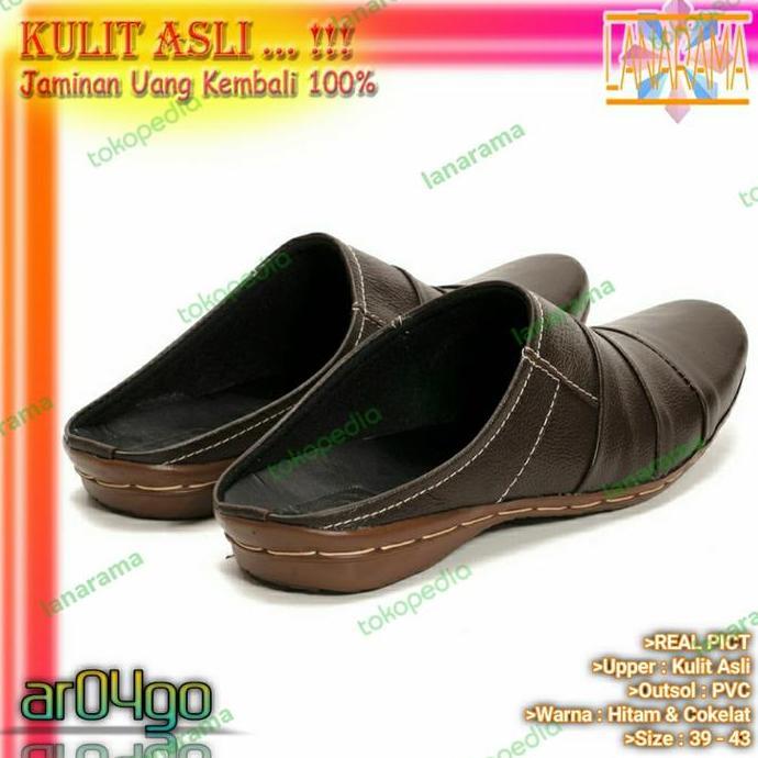Sandal Slop Pria / Sepatu Sandal Pria Kulit Asli Keren Casual F006go