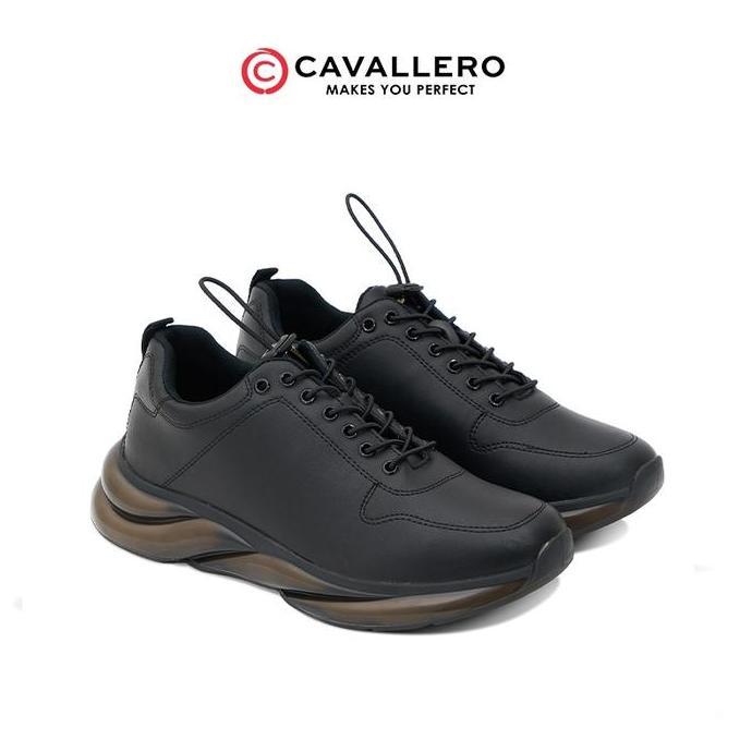 Sepatu Pria Casual Sneakers Cavallero Ultimo Black Shoes Snekers Hitam