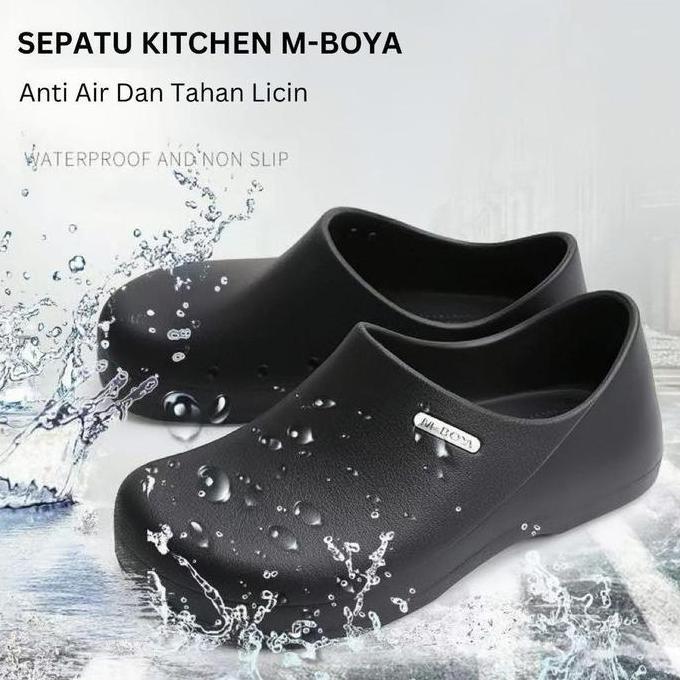 MboyaSepatu Kitchen Anti-Slip MBOYA/Chef Shoes M-BOYA Antislip & Tahan Air Bahan EVA+PU Cocok Untuk 