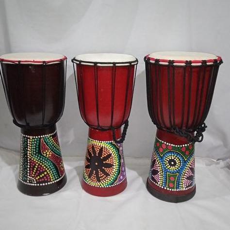 Mainan Anak Gendang Kendang Jimbe Ukuran Besar Tinggi 40cm Bahan Kayu Mahoni