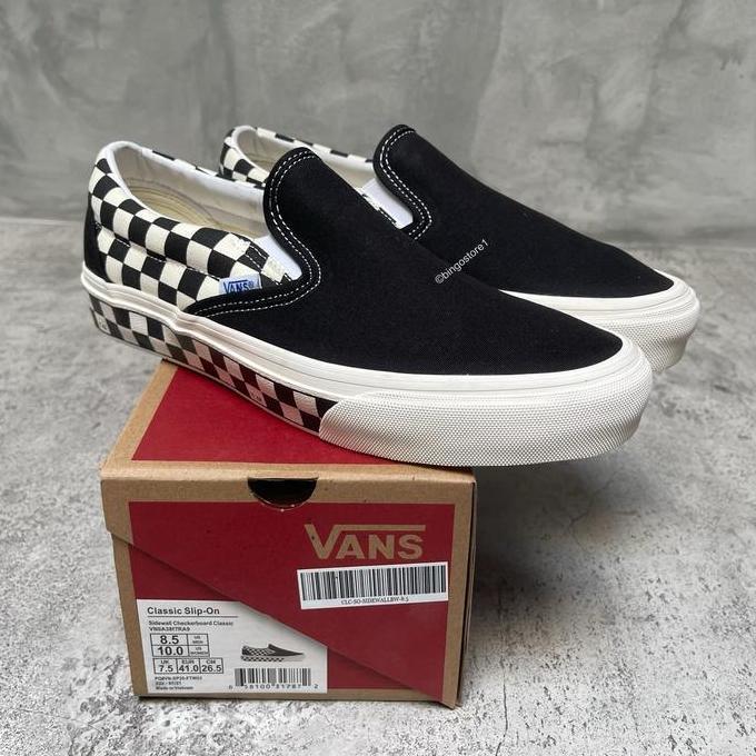 Vans Slip On Sidewall Checkerboard Black White Orinal -Vans Sidewall