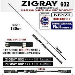 Termurah Joran Kenzi Zigray 602 Pe2-3 Pe3-4 Fuji Guides Jigging Spinning Pancing Jig
