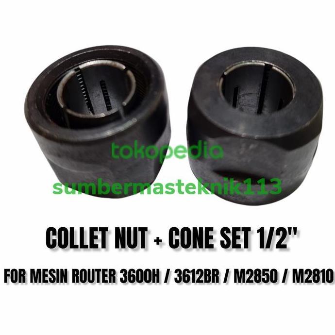Collet Nut Router Makita 3600 3600H 3601 Collet Cone Set 1/2" Kuncian Mata Mesin Router 3600H Forsal