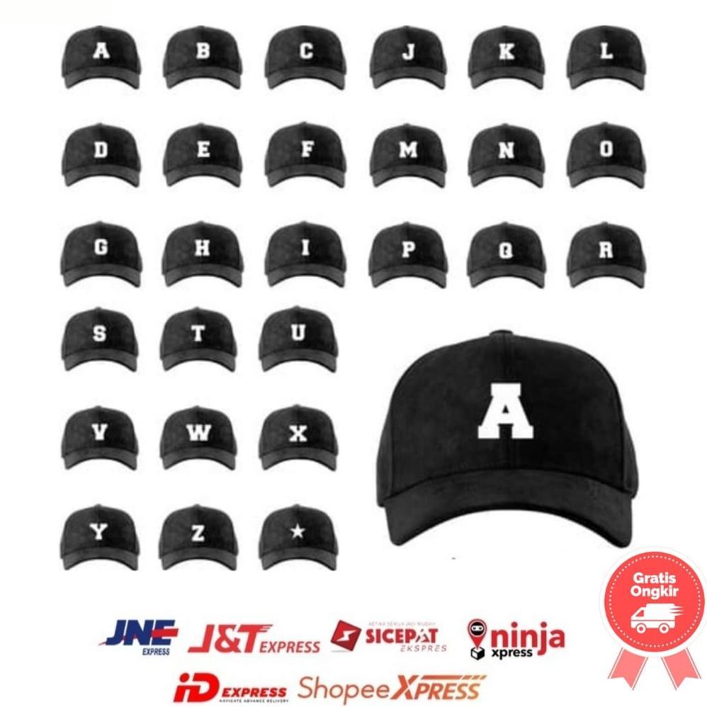 HEMAT` Topi Baseball cap Abjad Huruf Teks Alphabet A B C D E F G H I J K L M N O P Q R S T U V W X Y