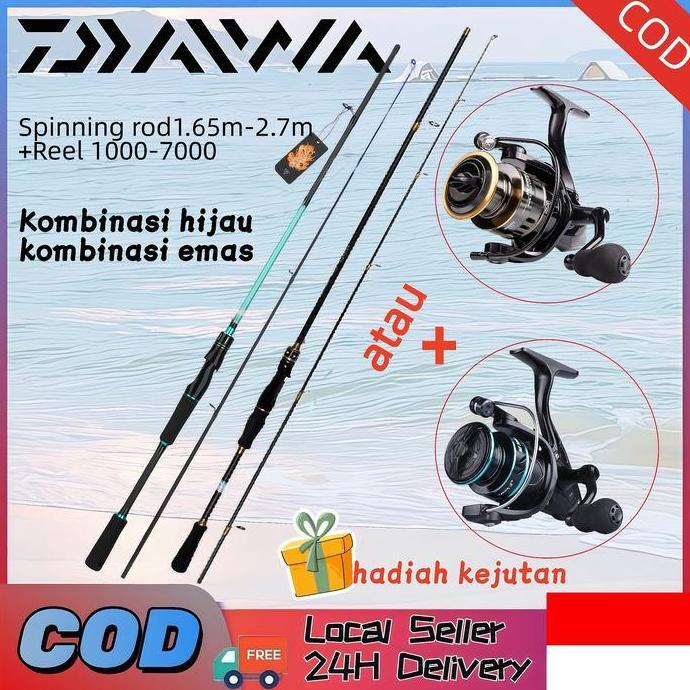 BANOKILO_ECER - PAKET MURAH SET LENGKAP DAIWA 2-IN-1 JORAN SPINNING + 1 REEL PANCING DAIWA, REEL PAN