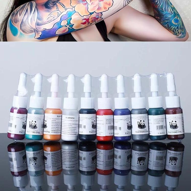 10pcs Tinta Tato Full Set Set Tinta Tato Ink Tatto Ink Tattoo Warna-Warna Halus Tatto Ink Tattoo Ink