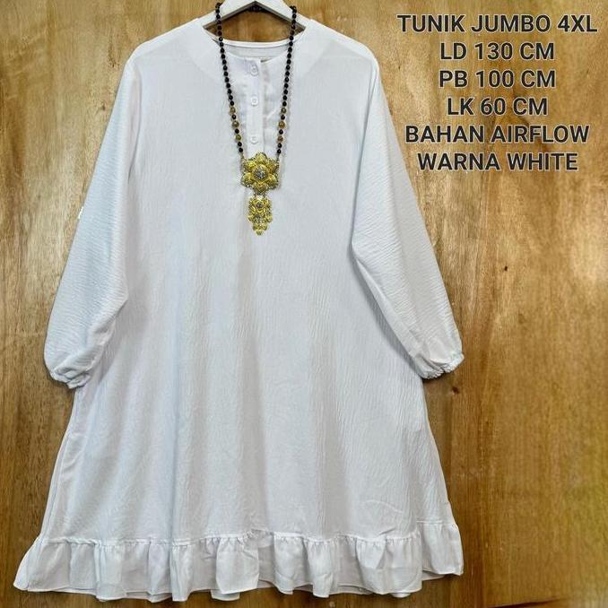 Tunik Putih Jumbo Ld 130 Cm Model Polos Kekinian - Zahira Tunik