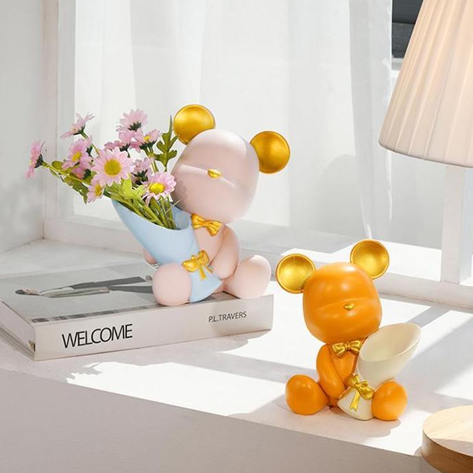 Patung Beruang Lucu Unik / Flower Bouquet Bear EB Home 572/1-7