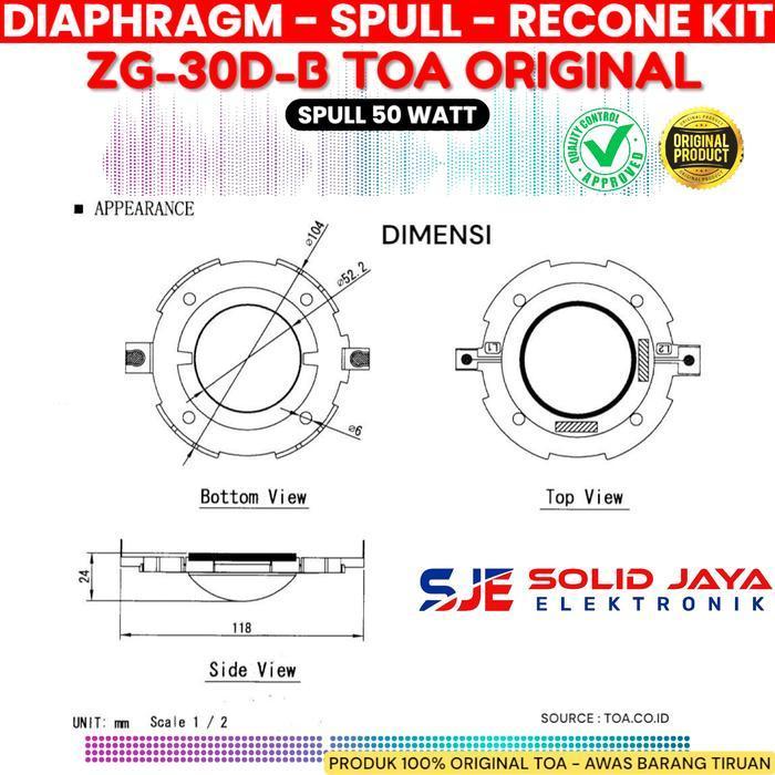 Diaphragm Spul Toa Zg-30D-B 50W Spull Toa Zg30Db 50 W For Corong Speaker Zh-5025B Zh-5052Bm Zh-651D 