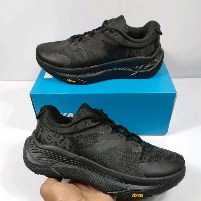 Sepatu Running Hoka one one Transport Full Black Pria