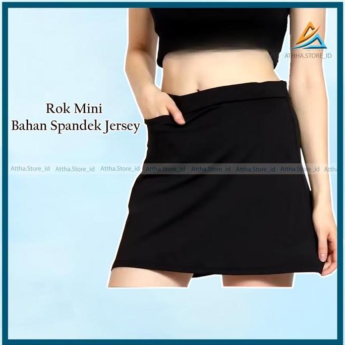 Rok Mini Wanita Olahraga Sport Bahan Spandek Jersey  / Rok Penutup Celana Ketat Bahan Spandek Jersey