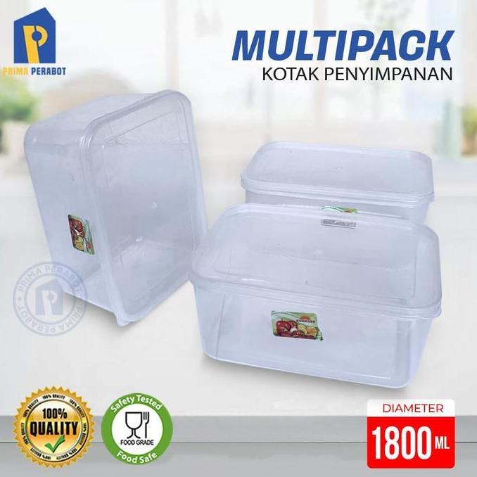 Kotak Plastik Multipack 1800ml Kotak Penyimpanan Serbaguna Sunrise