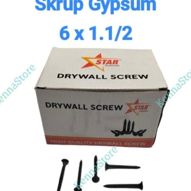 Skrup Gypsum 6 x 1.1/2 , Screw Gypsum , Drywall Screw 1 Box