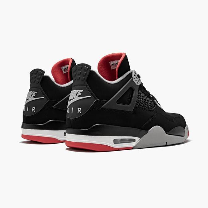 Sepatu Nike Air Jordan 4 Retro Black White Red Orinal BNIB