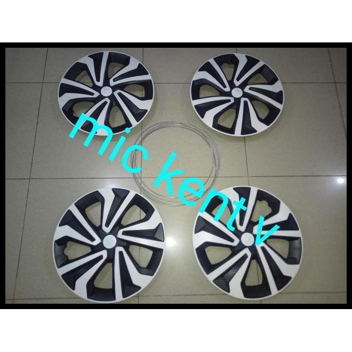 TERMURAH COVER DOP VELG RING 13 CARBON KOMB PUTIH AGYA AYLA 