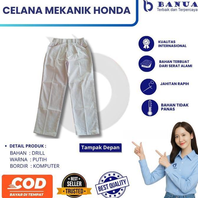 Seragam Honda Mekanik Satu Set Lengkap | Setelan Kerja | Baju Celana | Topi Bordir | Safety Weaack P
