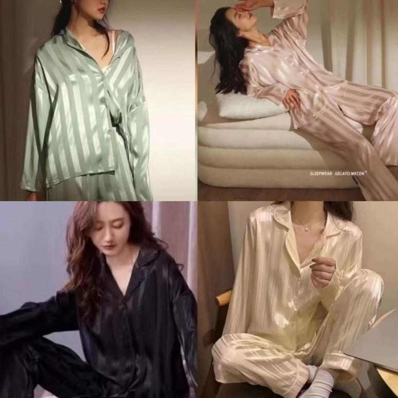 BAJU TIDUR EXCLUSIVE PIYAMA WANITA SATIN SUTRA ORGANIC TENCEL IMPORT MEWAH PREMIUM