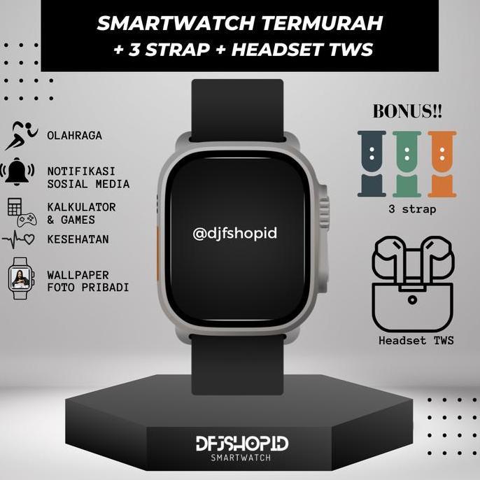 Wrble- Jam Tangan Pintar Smartwatch  Paket 3 Tali+Headset (Bisa Cod)