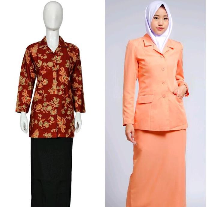 Seragam kerja kantor wanita stelan blazer atasan batik dharma wanita persatuan dwp terbaru kekinian 