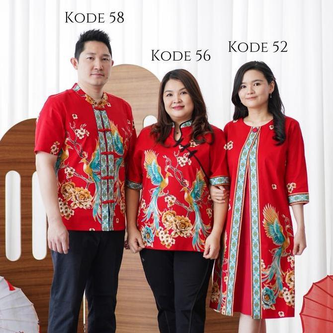 [ Fng ] Batik Imlek 2026 Feng Katun Stretch Premium Jumbo Bigsize Couple Dress Kemeja Cheongsam
