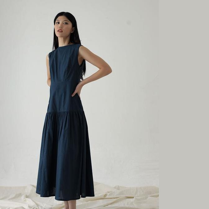 Xyxy- Inkano Spire Dress - Sleeveless Dress Panjang Korea Wanita Casual Bahan Katun Warna Coklat Dan