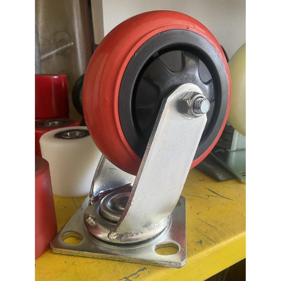 Roda Trolley / Troli 6 Inch Pu Heavy Duty Per Set 2 Hidup 2 Mati Original Dan Terpercaya