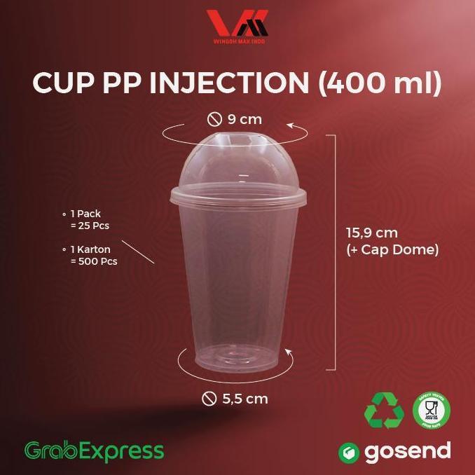 Terpopuler- [ 500 Pcs ] Cup Injection 400Ml - Gelas Plastik Boba 14Oz - Wingoh