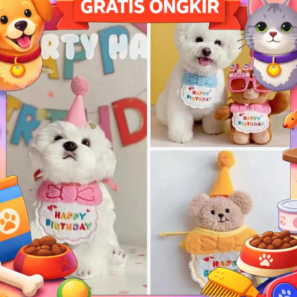 Topi Ulang Tahun Anjing Kucing Bib Topi Anjing Kucing