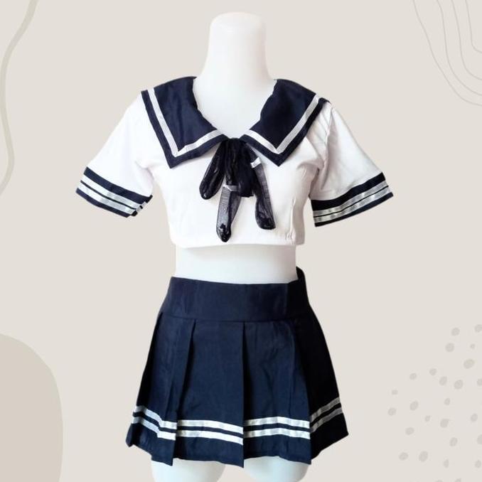 Sendtoday- {Best Produk Violet} Set Atasan & Rok & Cd Model Seragam Siswi Jepang Baju Panjang 1149