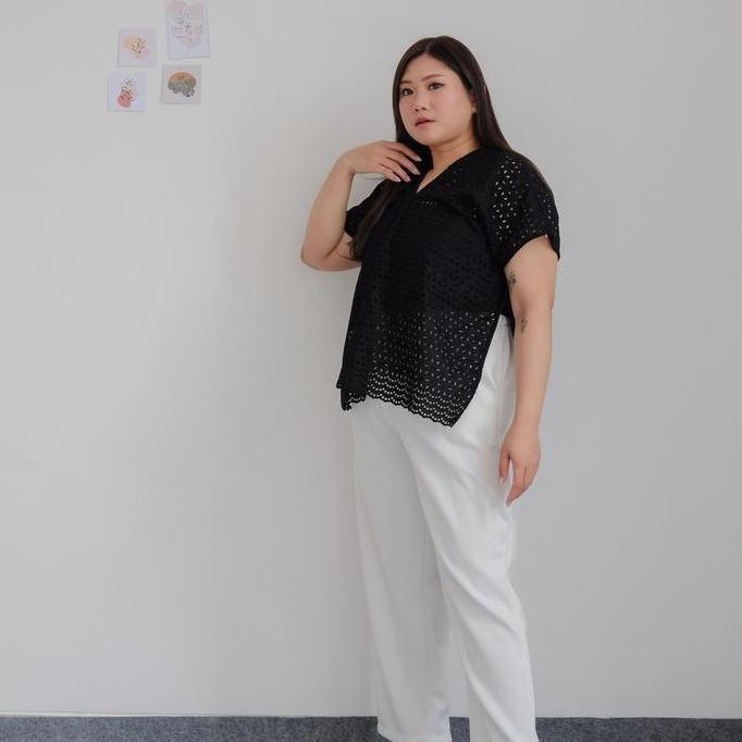 Sendtoday- Bigwell Ivana Brukat - Atasan Wanita Bigsize - Baju Brukat Wanita Jumbo