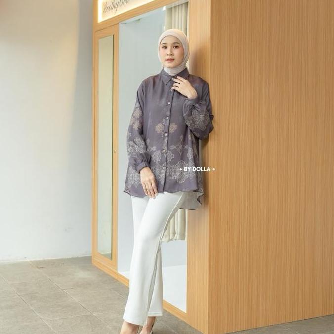 NEW By Dolla - Mazaya Blouse - Baju Kemeja Motif Muslim Wanita Nyaman Panjang