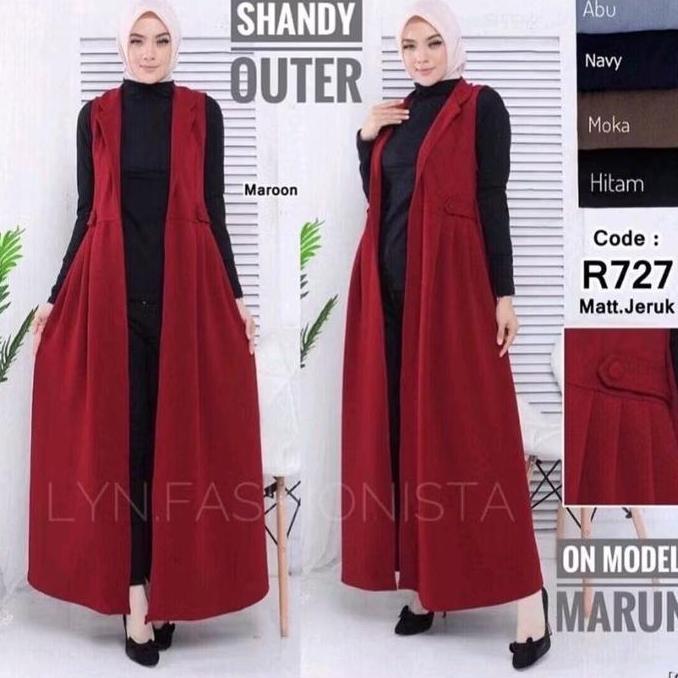 TERBAIK LONG CARDIGAN WANITA FASHION MUSLIMAH TANPA LENGAN/OUTER PANJANG KARDIGAN GAMIS MEWAH/SHANDY
