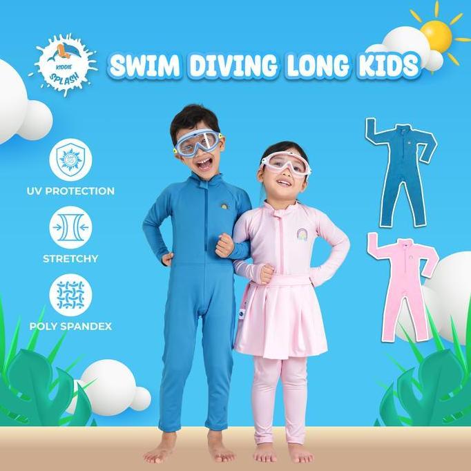Kiddie Splash Baju Renang Selam Anak Perempuan Anti UV UPF 50+ Full Body Suit 3-9 Tahun Outdoor Pant