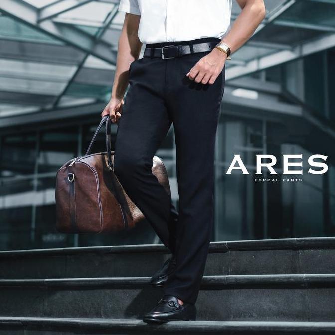 J2_Tasya - Cutoff Ares Formal Pants Celana Bahan Kain Basic Pria Panjang Slim Fit
