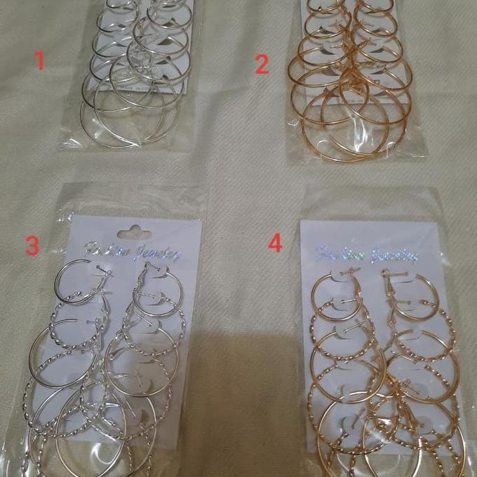Yxcx- Anting Bulat Bulet Hoop Hoops Korea 1 Set 6 Pasang