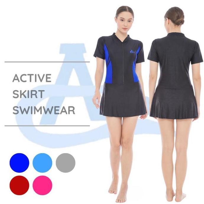 Baju Renang Wanita Dewasa Rok Diving Lengan Pendek Big Size Jumbo LD 120 Active Sports