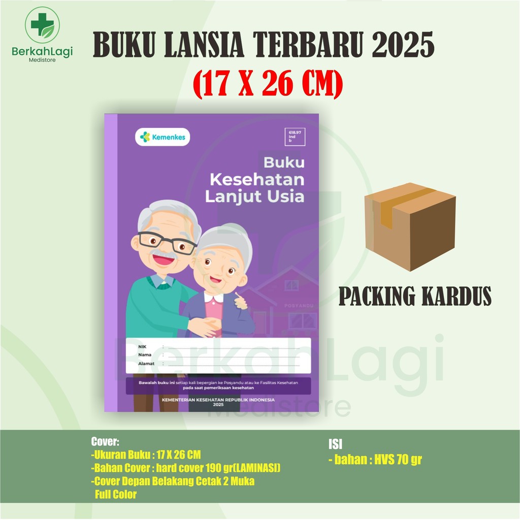 Buku kesehatan lanjut usia JUMBO TERBARU 2025 free tas, buku LANSIA free tas