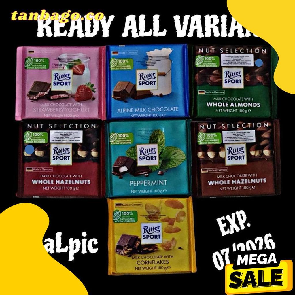 [Beli 3 Gratis 1 Snicker] Ritter Sport Chocolate 100Gr Varian Favorite/Coklat Sultan Premium Asal Je