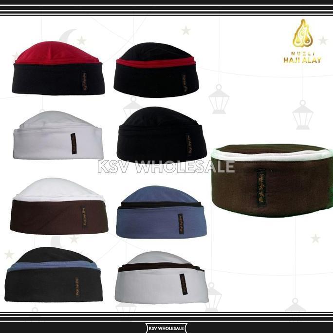 Uwouwo- Peci Lipat Khas Mesir Premium Kopiah Habasya Palestina Pria Biru Putih Hitam Abu Kopyah Bula