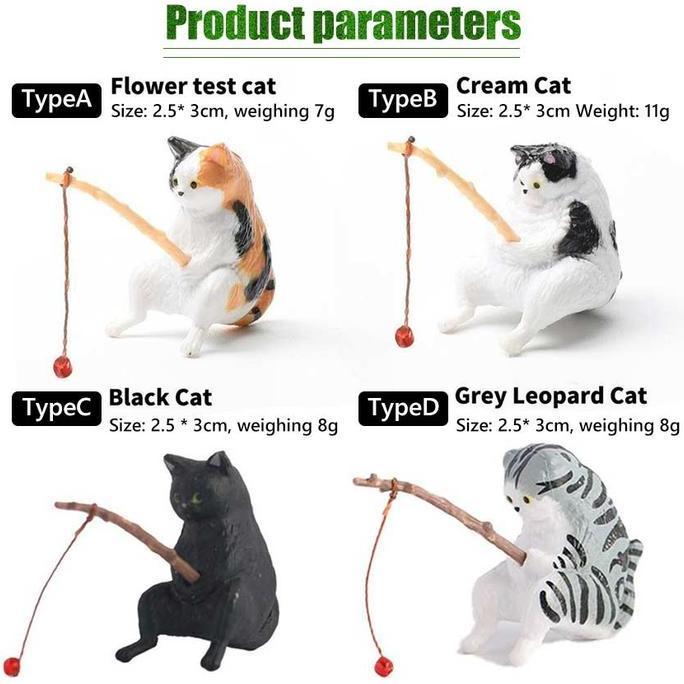 Thebest- Patung Memancing Ornamen Streng Kucing Mancing Dekorasi Aquarium
