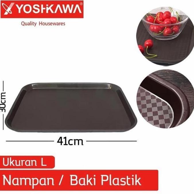 Thebest- YOSHIKAWA NAMPAN PLASTIK BESAR N041 FOOD TRAY BAKI PLASTIK COKLAT BIRU