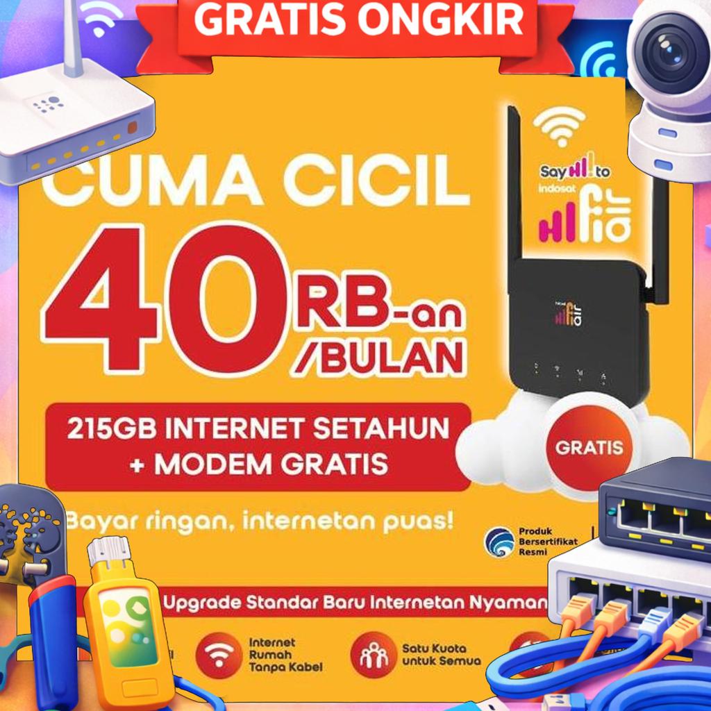 Hkm0127+ Hifi Air Indosat Modem Wifi Wireless Router 4G Cpe Lte Free Kuota 215Gb - Hitam