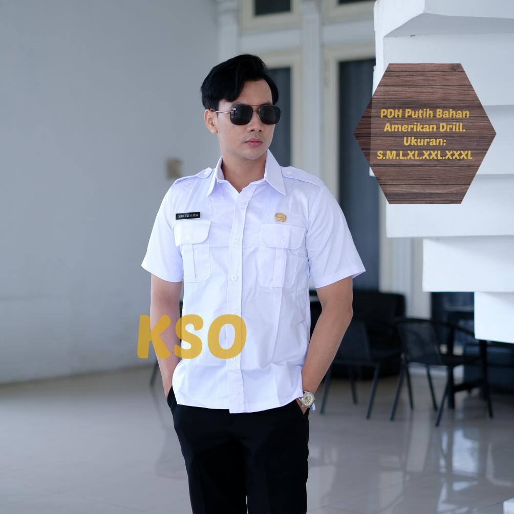 KEMEJA PDH PUTIH LENGAN  PENDEK / BAJU PUTIH POLOS / SERAGAM KANTOR / BAJU PUTIH ANS / PDH COWOK LEN