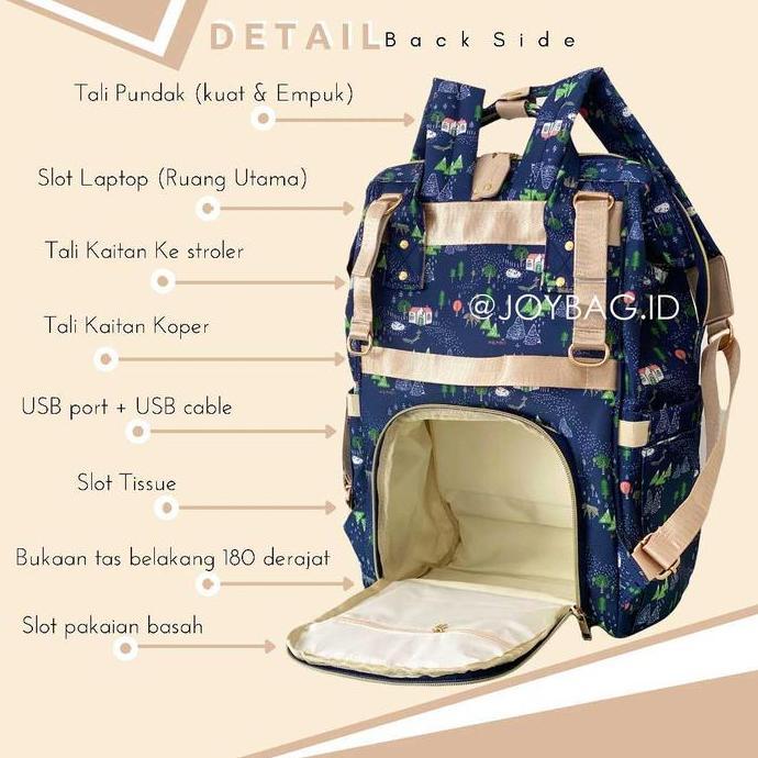 Tas Bayi Diaper Bag Dokoclub + FREE POUCH Diaper Backpack GREY CAMP